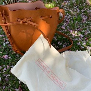 Mansur Gavriel Mini Bucket Bag in Cammello & Rosa